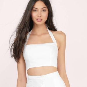 White halter crop top